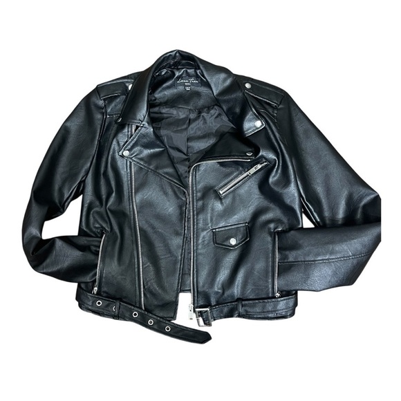 Love Tree Faux Leather Biker Moto Jacket Black, Size Women small - Picture 3 of 16